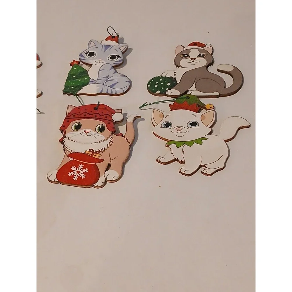32 Christmas Cat  Kitten Ornaments Chunful Ornaments  Wooden Hanging Tree